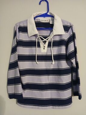 Energie Striped Lace-Up Rugby Shirt